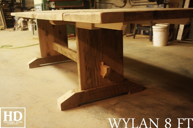 Extendable Reclaimed Wood Trestle Table with epoxy finish