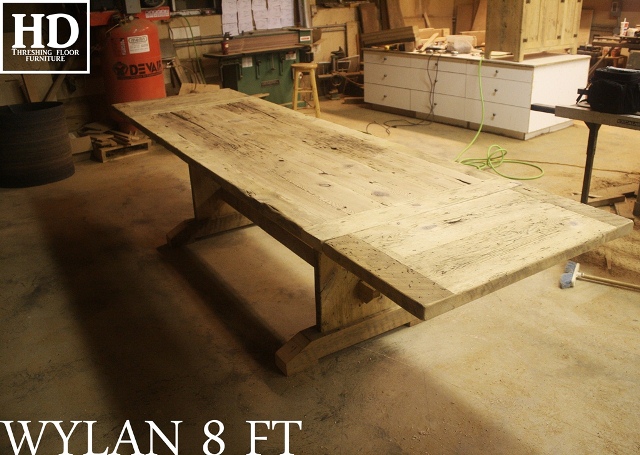 Unfinished Reclaimed Wood Trestle Table with epoxy finish 