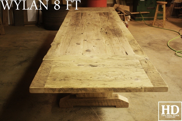 Unfinished Reclaimed Wood Trestle Table with epoxy finish 