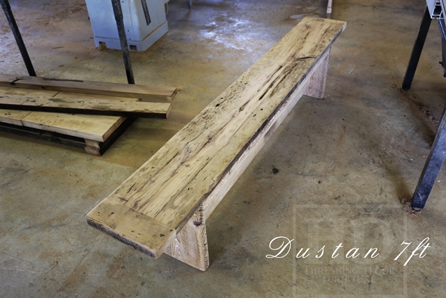 7 ft Modern Plank Style Base Table - 42" wide - Reclaimed Threshing Floor Hemlock - Premium epoxy with a matte polyurethane topcoat - 7 ft [matching] bench