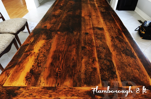 reclaimed wood dining tables ontario, harvest tables Ontario, Gerald Reinink, epoxy finish