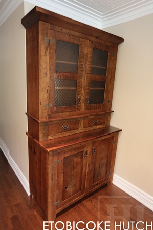reclaimed wood hutch, reclaimed wood display cabinet, barnwood furniture Ontario
