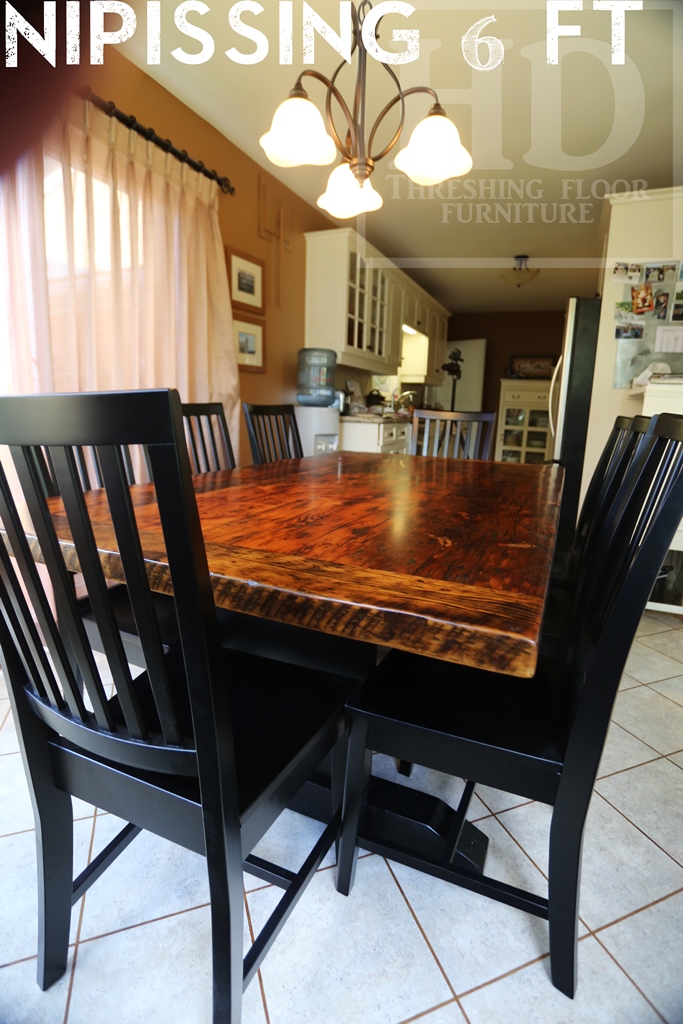 reclaimed wood tables Ontario, Kitchener, epoxy finish, dining, farmhouse, Mennonite furniture, solid wood, harvest tables, barnwood, barnboard