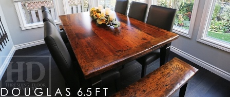 reclaimed harvest tables Toronto, epoxy finish, parsons chairs, reclaimed hemlock tables Ontario
