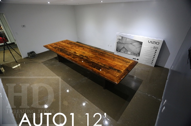 reclaimed wood boardroom tables Toronto, epoxy finish, conference tables