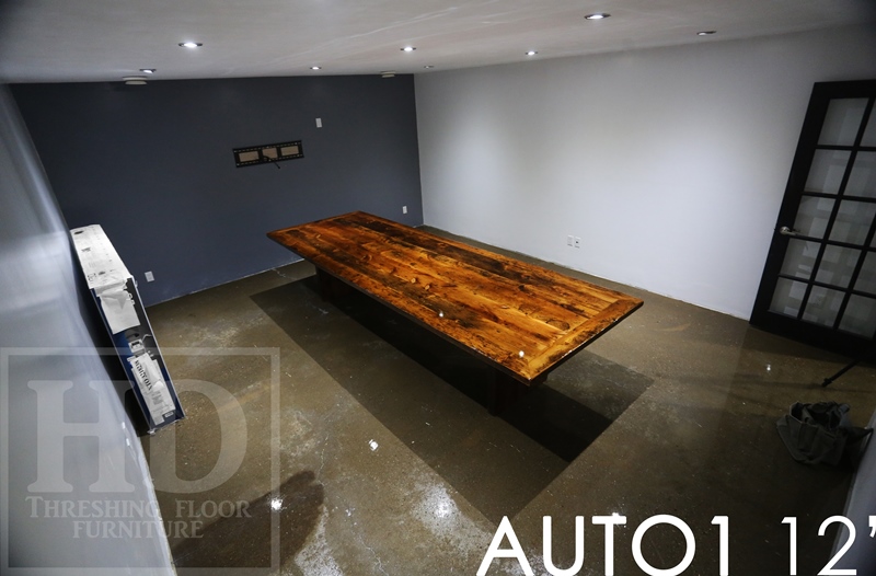 reclaimed wood boardroom tables Toronto, epoxy finish, conference tables