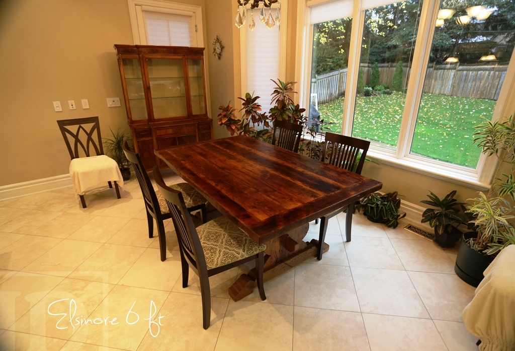 dining table, reclaimed wood trestle table, Oakville, Ontario, barnwood table, dining table