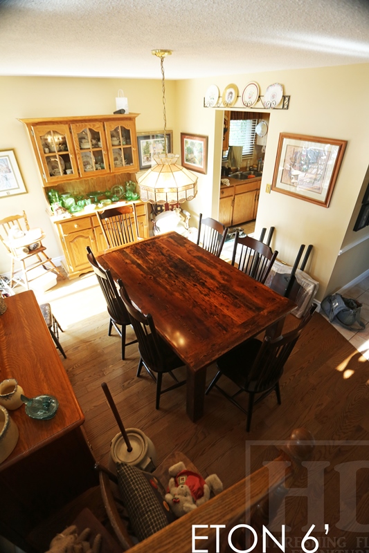 reclaimed wood harvest table, farmhouse table, Milton, Ontario, Gerald Reinink, HD Threshing