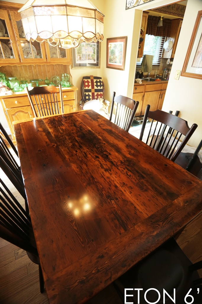 reclaimed wood harvest table, farmhouse table, Milton, Ontario, Gerald Reinink, HD Threshing