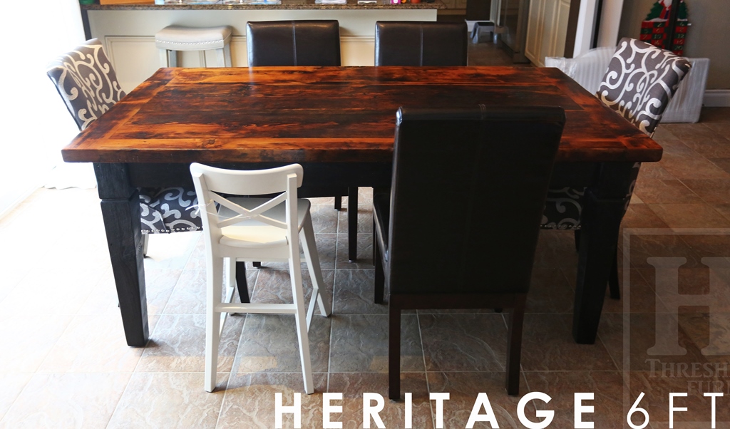 harvest tables Toronto, reclaimed wood tables Ontario, Gerald Reinink, Epoxy/polyurethane finish, solid wood table
