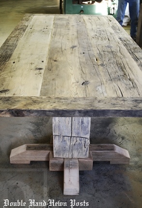 unfinished reclaimed wood table, barnwood, distressed, aged, Ontario, farmhouse