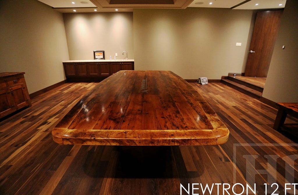 recycled wood table, reclaimed wood, boardroom table Ontario, boardroom tables Ontario, reclaimed wood tables Ontario, Brampton, Ontario, barnwood, distressed, rustic, modern, boat shaped table