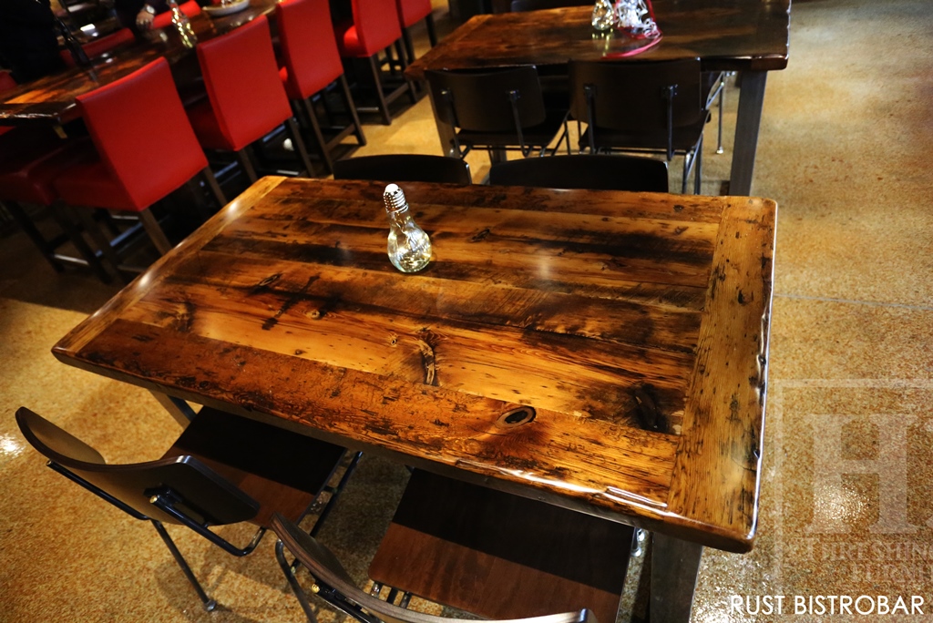 restaurant tables Ontario, pub table tops, restaurant table tops, reclaimed wood tables Ontario, reclaimed wood restaurant tables Ontario, Toronto, Burlington, epoxy