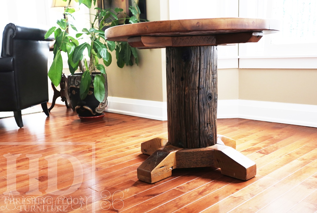 round table, reclaimed wood tables Ontario, barnwood, farmhouse kitchen table, custom made, solid wood table, recycled, HD Threshing Floor Furniture