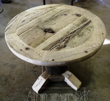 round table, reclaimed wood tables Ontario, barnwood, farmhouse kitchen table, custom made, solid wood table, recycled, HD Threshing Floor Furniture