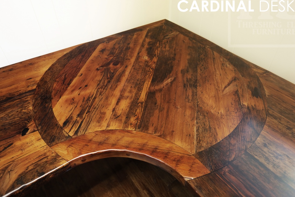 reclaimed wood desk, barnwood furniture, office furniture Ontario, epoxy, resin, HD Threshing, HD Threshing Floor Furniture, custom desks, Lee Valley hardware, antique copper