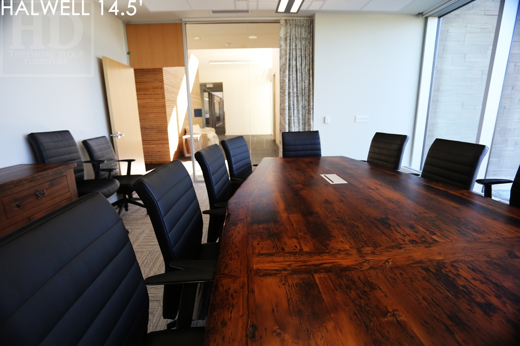 reclaimed wood boardroom table guelph, Ontario, epoxy, hemlock barnwood, boardroom table, conference table, modern furniture