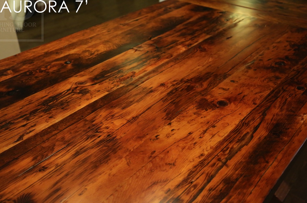 reclaimed wood tables Aurora Ontario, HD Threshing Floor Furniture, HD Threshing, epoxy, resin, hemlock barnwood, rustic wood table, cottage table, farmhouse harvest table, live edge, solid wood table, Aurora, Ontario, Ontario made, amish
