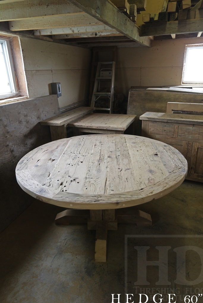 round table, round tables Ontario, reclaimed wood tables Ontario, reclaimed wood furniture London, rustic round table, Mennonite furniture, cedar 