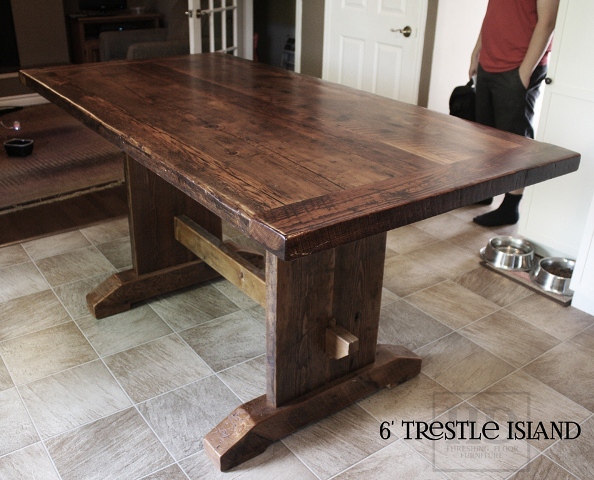 6 ft Trestle Table - 36" height - Premium epoxy/ matte polyurethane finish - Reclaimed Hemlock