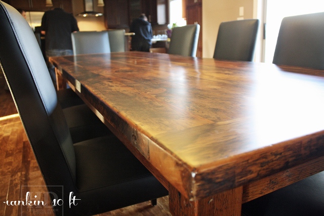 Reclaimed Wood Table with threshing floor board top