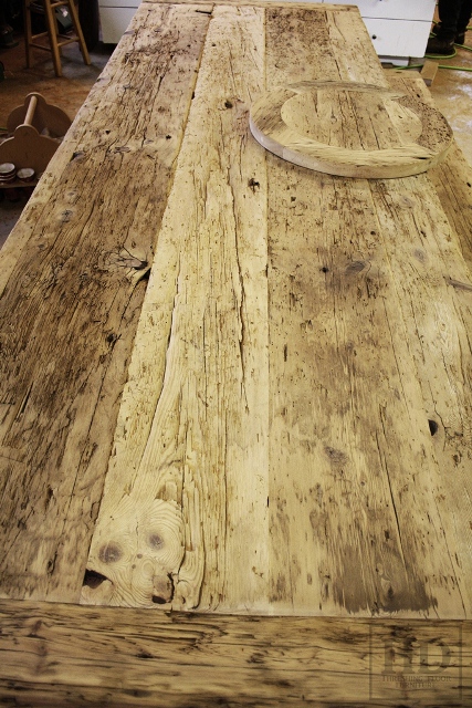 Unfinished Reclaimed Wood Threshing Floor Board Table