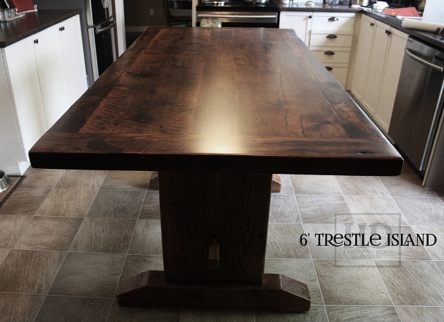 Picture: 6 ft Trestle Table - 36" height - Premium epoxy/ matte polyurethane finish - Reclaimed Hemlock