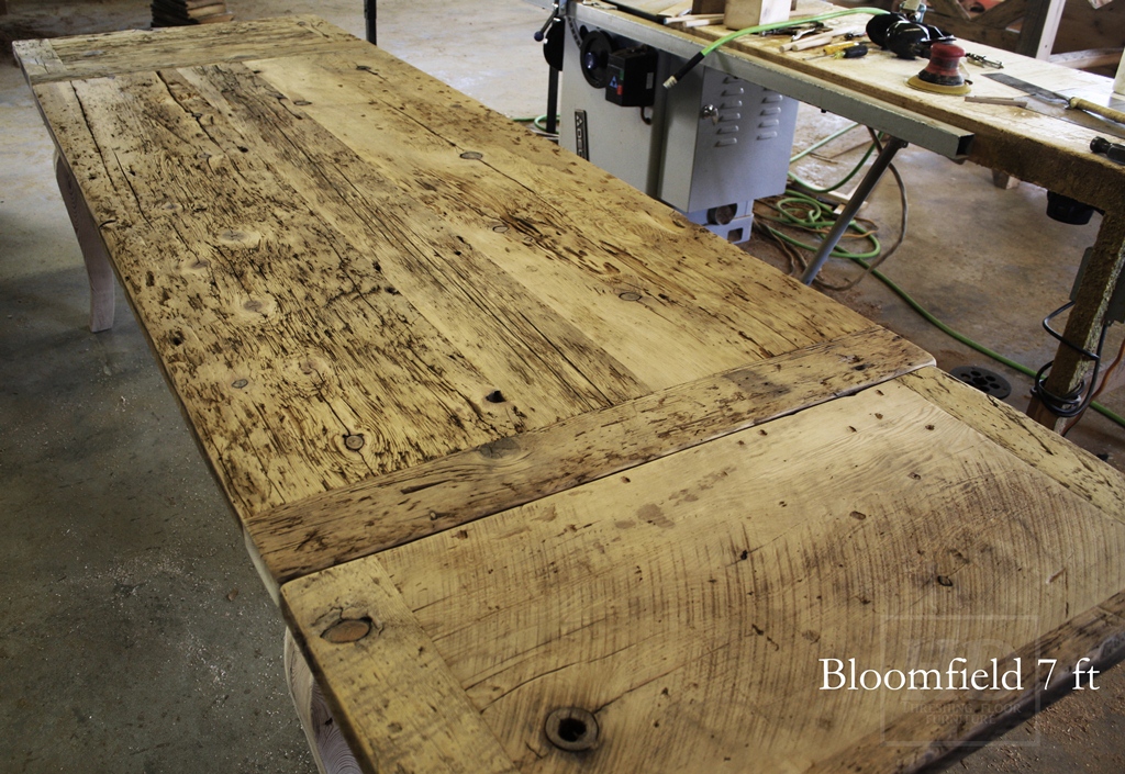 Unfinished Reclaimed Wood Threshing Floor Harvest Tables (this one custom made for client in Toronto)