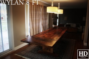 Extendable Reclaimed Wood Trestle Table with epoxy finish