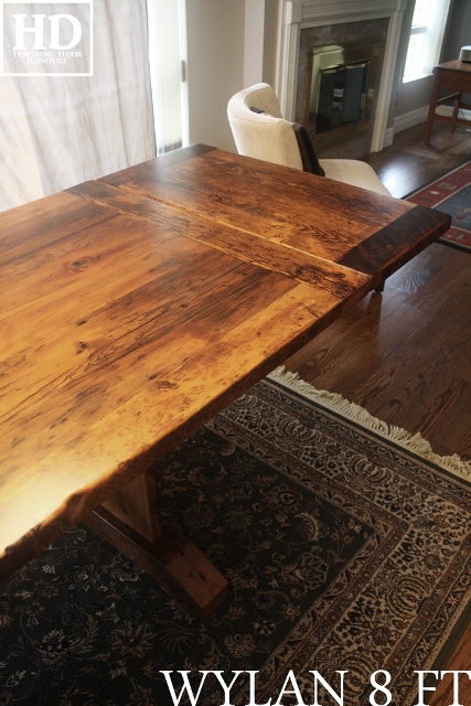 Extendable Reclaimed Wood Trestle Table with epoxy finish