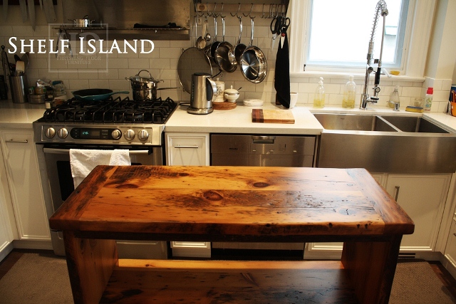 Our Mennonite Built Reclaimed Threshing Floor Wood Island
