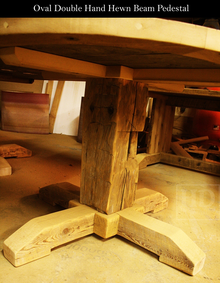 Hand Hewn Beam Pedestal Table Reclaimed Wood Oval Boardroom 