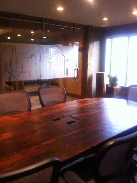 Jiffy Lube Boardroom Table made from rustic wood