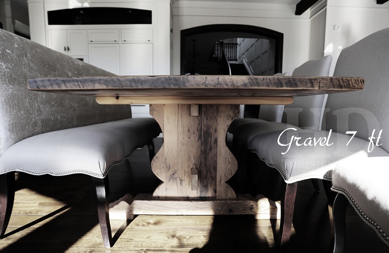 Trestle Table Violin base Greytone Barnwood Mennonite Built