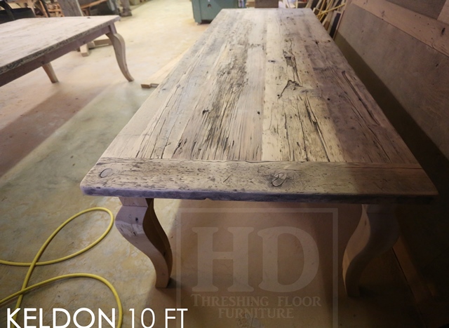 10 ft Harvest Table - 42" wide - Reclaimed Hemlock - Cabriole Legs - Premium epoxy/matte polyurethane finish