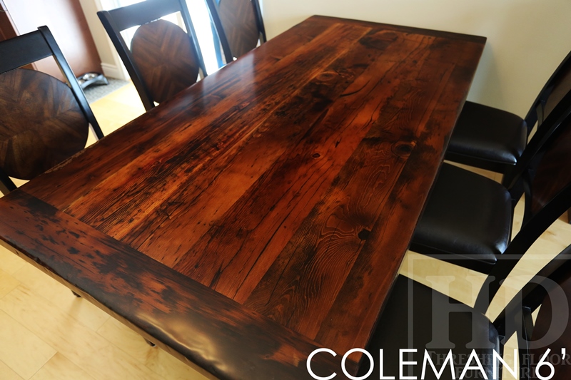 Reclaimed Wood Black Metal Base Table 