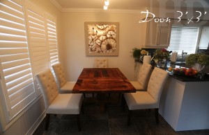 Specifications: 36" x 36" Pedestal Table - Reclaimed Barnwood Hemlock - Premium epoxy/matte polyurethane finish - Hand-hewn beam post - One 18" leaf