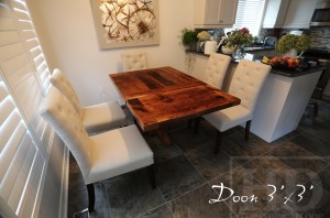 Specifications: 36" x 36" Pedestal Table - Reclaimed Barnwood Hemlock - Premium epoxy/matte polyurethane finish - Hand-hewn beam post - One 18" leaf