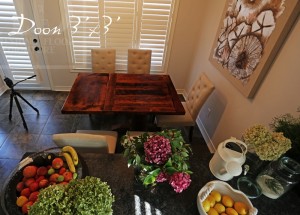 Specifications: 36" x 36" Pedestal Table - Reclaimed Barnwood Hemlock - Premium epoxy/matte polyurethane finish - Hand-hewn beam post - One 18" leaf