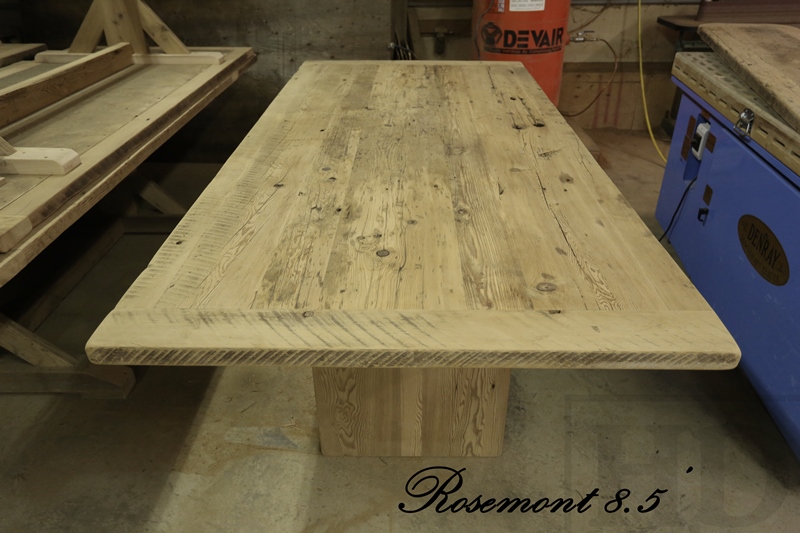 8.5 ft Plank style base Table - 48" wide - Reclaimed Hemlock - Premium epoxy/matte polyurethane finish 