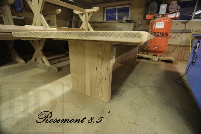 8.5 ft Plank style base Table - 48" wide - Reclaimed Hemlock - Premium epoxy/matte polyurethane finish 