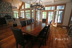 9 ft Trestle Table - 42" wide - Reclaimed Threshing Floor Hemlock - Premium epoxy/matte polyurethane finish