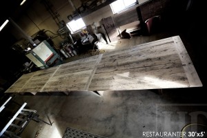 30 ft Boardroom Table - 60" wide - modern plank style base - Premium epoxy/matte polyurethane finish - logos embedded - onsite final doweling