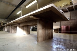 30 ft Boardroom Table - 60" wide - modern plank style base - Premium epoxy/matte polyurethane finish - logos embedded - onsite final doweling