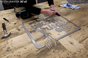 30 ft Boardroom Table - 60" wide - modern plank style base - Premium epoxy/matte polyurethane finish - logos embedded - onsite final doweling