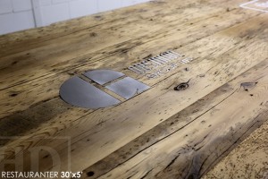 30 ft Boardroom Table - 60" wide - modern plank style base - Premium epoxy/matte polyurethane finish - logos embedded - onsite final doweling