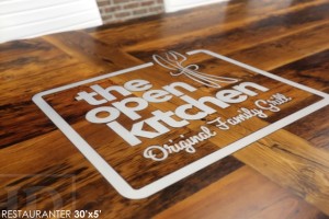 30 ft Boardroom Table - 60" wide - modern plank style base - Premium epoxy/matte polyurethane finish - logos embedded - onsite final doweling