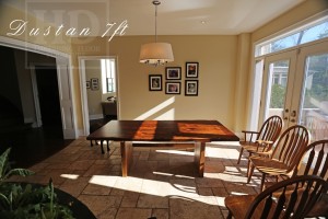 7 ft Modern Plank Style Base Table - 42" wide - Reclaimed Threshing Floor Hemlock - Premium epoxy with a matte polyurethane topcoat - 7 ft [matching] bench