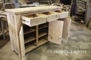 63" Length - 19" deep - 43.5" height - Reclaimed Threshing Floor Pine - 3 drawers/3 doors - Internal shelving - Premium epoxy + matte polyurethane finish