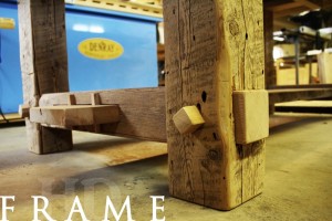 Details of table: 8 ft Frame style table - 46" wide - Reclaimed Threshing Floor Hemlock - Premium epoxy/matte polyurethane finish